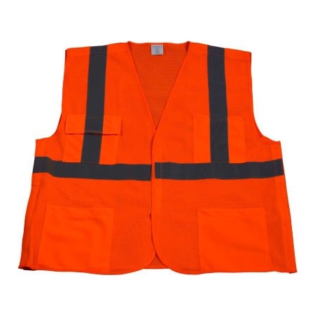 Petra Roc Inc Petra Roc 5-Point Breakaway Safety Vest, ANSI Class 2, Polyester Mesh, Orange, L/XL OVM2-5PB-L/XL